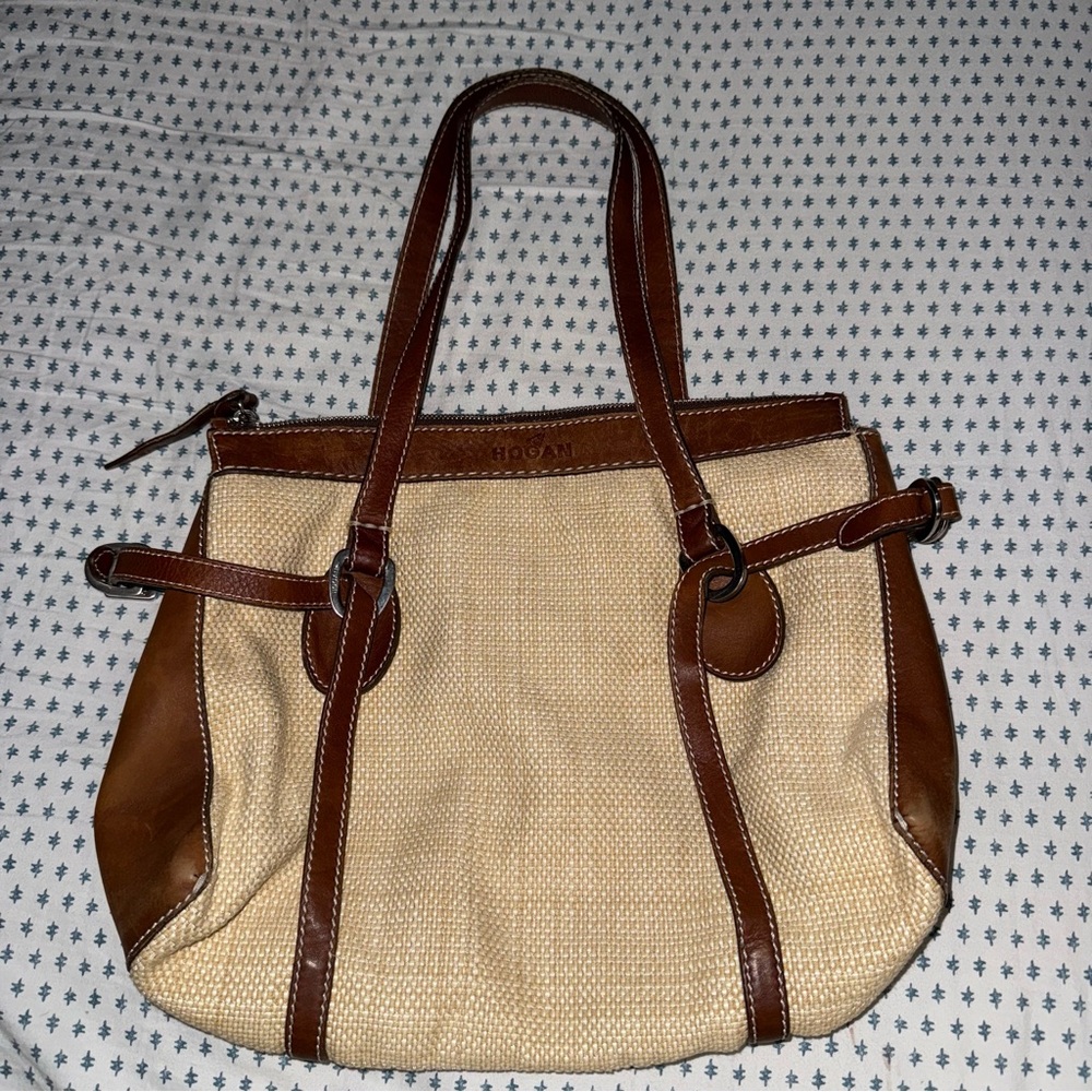 Vintage Hogan Straw/Leather Shoulder Bag